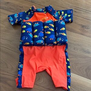 Kids Swim Rashguard with Floatation - Orange and Blue